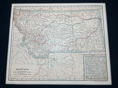 1906 MONTANA State Map Mounted on Acid-Free Card Stock SEE DESCRIP - Image 1 of 4