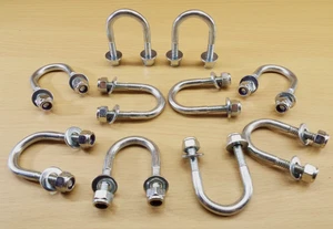 CANTIDAD 10 REDONDAS 1" X 2" ABRAZADERA EN U PERNO EN U 1/4" -20 TUERCA NYLOC ARANDELA PLANA ACERO ZINC - Imagen 1 de 11