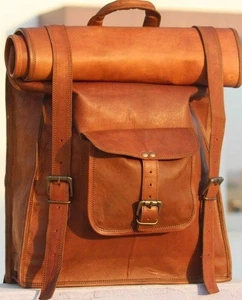 Vintage Leather Backpack Genuine Bag Travel Rucksack Laptop Men's Brown Men New - Picture 1 of 11