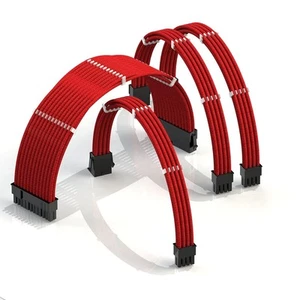 LINKUP AVA 30 cm Kit di prolunga cavo alimentatore rosso - 24P, CPU, 2x GPU con pettini - Foto 1 di 8