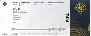 ENTRADA: FINAL COPA MUNDIAL DE CLUBES DE LA FIFA EE. UU. 2025 Chelsea v PSG - SIN USAR, EXCELENTE - Imagen 1 de 1