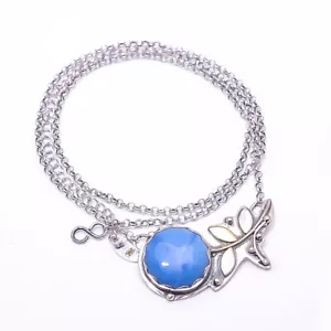 Blue Opal - Owyhee Flower 925 Sterling Silver Chain Pandent 17.99" CP944021225 - Picture 1 of 3