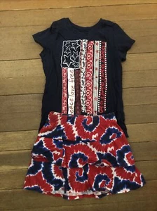 4th of July Red White Blue July 4th Set Top Skirt Girl 5 6 - Picture 1 of 1