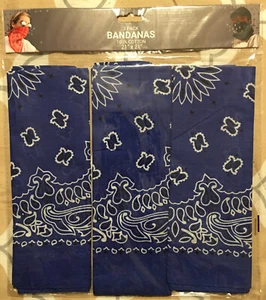 Blau Bandana 21 Zoll x 21 Zoll Schal Gesichtsmaske 3 pro Paket Neu - Bild 1 von 5