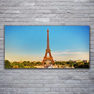 Wandbilder Glasbilder Druck auf Glas 120x60 Eiffelturm Architektur - Bild 1 von 4