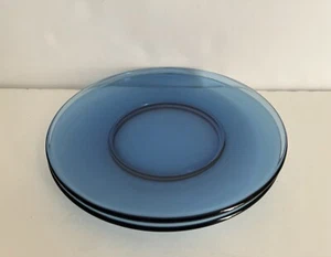 Set of 2 Pcs Blue Glass Plates 8” Dia, Pre-owner. - Picture 1 of 6
