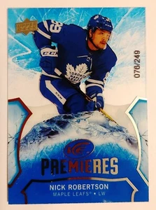 NICK ROBERTSON 2020-21 UD ICE #181 ROOKIE PREMIERES /249 LEAFS NM-MT A2 - Picture 1 of 2
