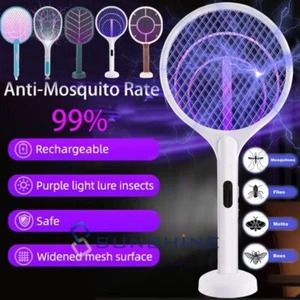 Handheld USB Rechargeable Mosquito Fly Swatter Zapper Killer Bug Insect Racket - Picture 1 of 110