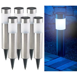 Lunartec 6er-Set elegante Edelstahl-Solar-LED-Wegeleuchten, mit Lichtsensor - Bild 1 von 3