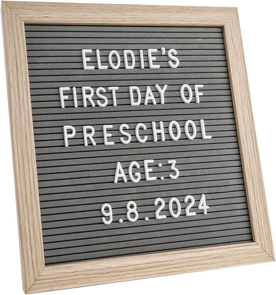 ewtshop® Doppelseitiges Letterboard aus Holz und Filz - Tafel, Buchstaben S/W - Bild 1 von 4