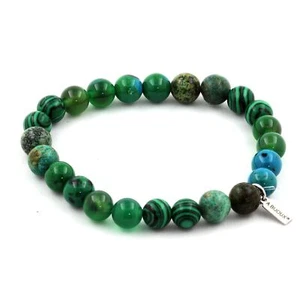 Bracelet Beads Chrysocolla + Green Agate + African Turquoise + Made in F - Picture 1 of 3