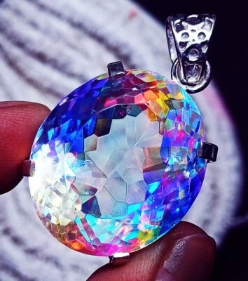 Mystic Quartz Multi-Color GS Solid Silver 78.90 Ct Loose Gems Certified Pendant - Image 1 of 4