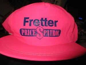 Orig 80's OLLIE FRETTER Price Patrol Pink Nylon Snapback Hat Older Detroit Store - Picture 1 of 4