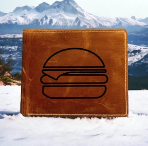 Cartera de cuero con hamburguesa con queso plegable calidad premium búfalo comida sándwich NUEVO - Imagen 1 de 13