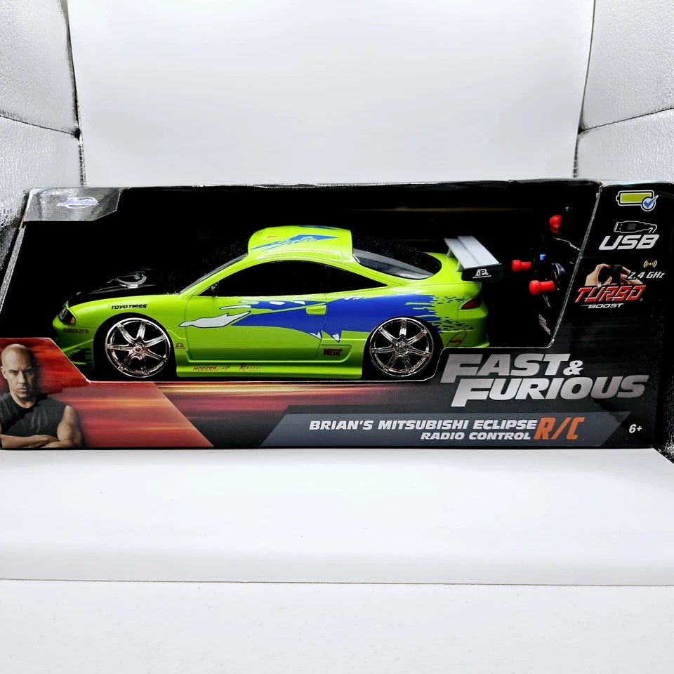 JADA Fast & Furious Brian's Mitsubishi Eclipse R/C 1:16 Scale Toy Car USB 🔥 - Image 1 of 2