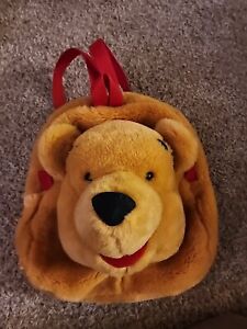 12" Winnie The Pooh PLUSH HEAD BACKPACK BAG w/ RED STRAPS Disney Store Exclusive