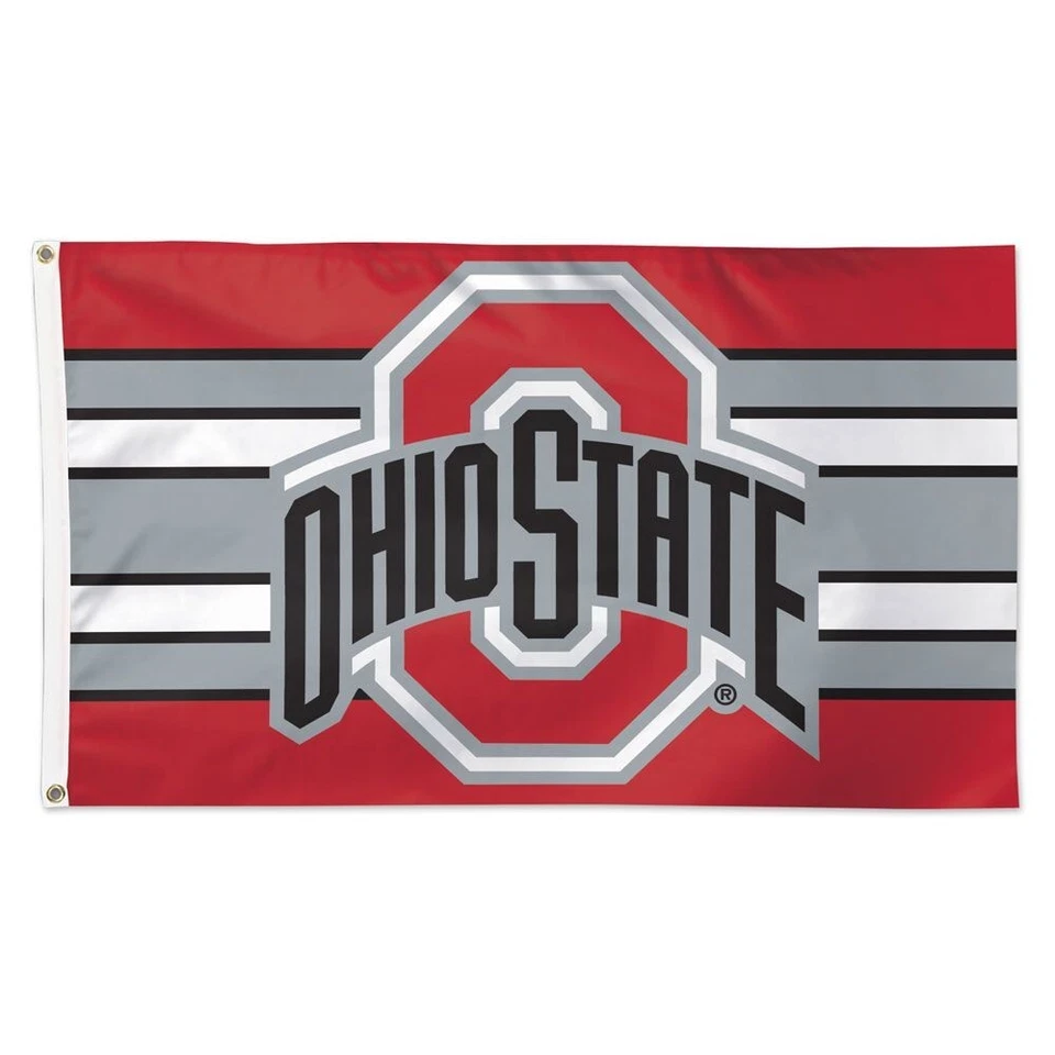 OHIO STATE BUCKEYES HORIZONTAL STRIPES 3'X5' DELUXE FLAG NEW WINCRAFT 👀 - Image 1 of 1