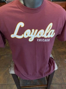 LUC Loyola University Chicago Ramblers Cheer On Back T-Shirt Maroon M - Picture 1 of 4