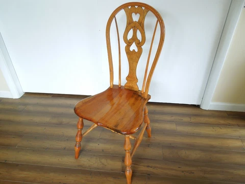 Antique Vintage Accent Chair Red Oak Wood 1940's Refinished Cover