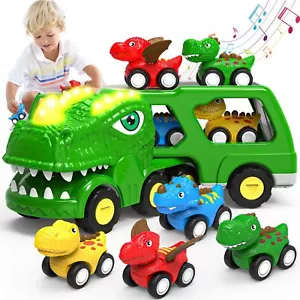 Toddler Car Toys for 1 2 3 4 5 Year Old Boy, 5-in-1 Dinosaur Vehicle Trucks T... - Picture 1 of 8