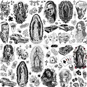 6 Sheets Chicano Temporary Tattoos For Women Men Adults Halloween Face Makeup - Picture 1 of 2