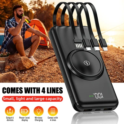 9000000mAh Power Bank Wireless Fast Charging External Battery For iPhone Android - Image 1 of 4