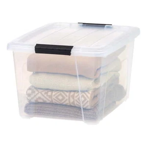 STORAGE CONTAINER BINS Plastic with Latch Lids, Clear, Stackable Multiple Sizes - Picture 1 of 17