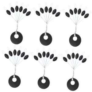 720pcs Fishing Rubber Bobber Stoppers, 6 in 1 Bobber Stops, Black Oval Floats - Picture 1 of 8