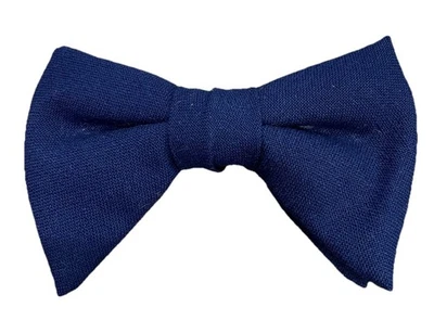 Vintage 80s Butterfly Bow Tie Clip On Navy Blue Royal Rust Resistance 4-1/2” W - Image 1 of 3