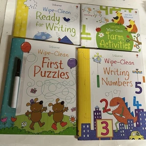 Usborne Wipe Clean Activities 4 Books Collection - Ready To Write, Puzzles - Picture 1 of 9