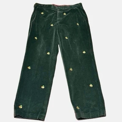 Vtg Brooks Brothers Corduroy Pants Christmas Signature Embroidered Size 35/30 - Image 1 of 4