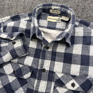 VTG Sears Fieldmaster Flannel Shirt Men's Large Perma-Prest Check Plaid USA Made - Picture 1 of 4