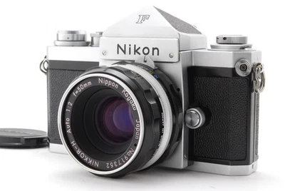 【NEAR MINT】 Nikon F Eye Level Silver Film Camera Body 50mm F2 lens from JAPAN - Image 1 of 4