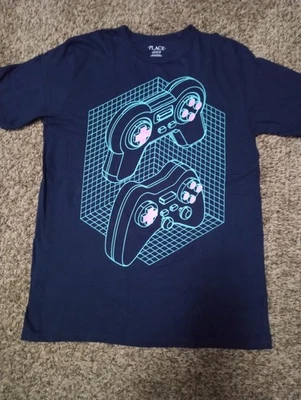 The Children's Place 100% 棉男女通用海军玩家控制器 XXL 16 T 恤 — 第 1/4 张图片
