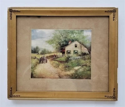 Antiguo VIDRIO ONDULADO DORADO MARCO yeso latón prensado adorno ARTE COUNTRY #217 Foto 1 de 4