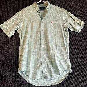 Polo Ralph Lauren Mens Short Sleeve Medium Green/White Plaid w/ Pony Classic Fit - Picture 1 of 6