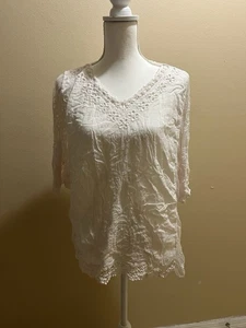 Blusa KINDRED Anthropologie Encaje Transparente Bordada Boho Cottagecore Talla Pequeña - Imagen 1 de 15