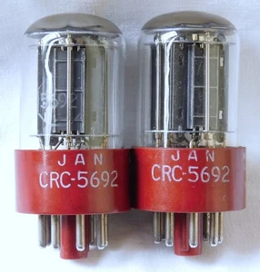 5692 JAN CRC RCA RED BASE • FSN 5960-227-9985 MIL SPEC • MATCHED TUBE PAIR NOS - Foto 1 di 7