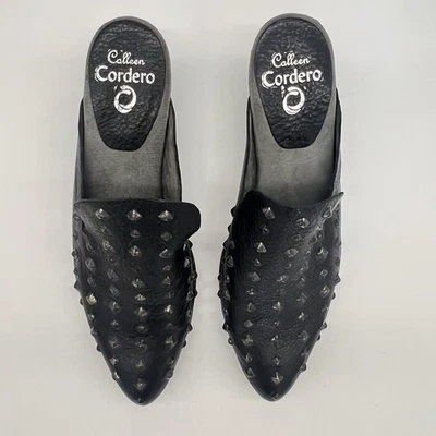 Calleen Cordero Black Studded Leather Mule Heels Size 8 - Image 1 of 4