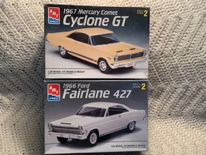 1/25 AMT Lot Of 2 Ford Model Kits 1966 Fairlane 427 SS & 1967 Merc Cyclone GT - Picture 1 of 15