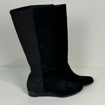 Botas altas Lands' End pretas de camurça elástica 8 - Imagem 1 de 4