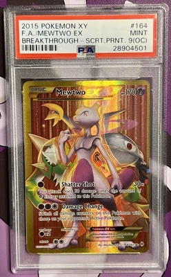 PSA 9(OC) 2015 Pokémon XY Full Art / Mewtwo EX Breakthrough - Secret #164 Mint - Image 1 of 2