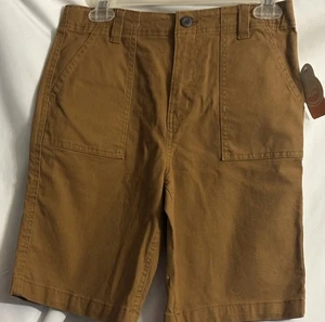 Wonder Nation Boy’s Chino Denim Shorts Sz 16 Brown Stretch Adj Waist NWT Read - Picture 1 of 18