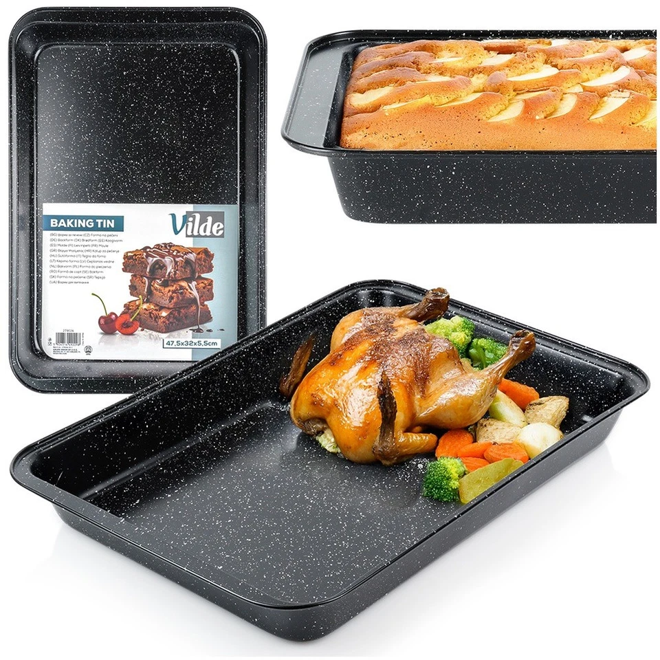 Backblech Ofenblech Kuchenblech Backform mit Granitbeschichtung 47,5x32x5,5 cm - Bild 1 von 4
