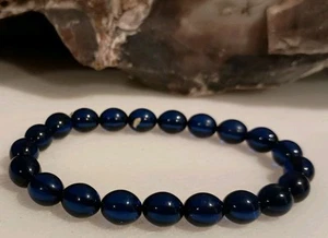 7.5" NATURAL POLISHED SPIRAL SHAPED GENUINE CARIBBEAN BLUE AMBER STRETCH... - Picture 1 of 5