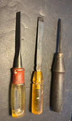 Lot of 3 Wood Chisels - Fuller, Wooden Handle Chisel, Plastic Handle Chisel - Image 1 of 4