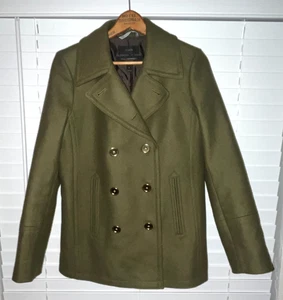 J Crew Nello Gori "Andover" Wolle Kaschmir Erbsenmantel Damengröße 6 OLIVGRÜN - Bild 1 von 5