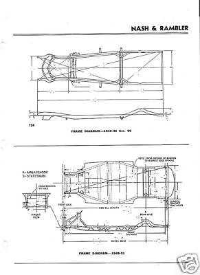 1949 1950 1951 1952 1953 1954 Nash Rambler Nuevo de Lote Antiguo Marco Dimensiones Alineación de Rueda Especificaciones Foto 1 de 3