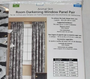 Mainstays Animal Print 2 Panel Curtains Room Darkening 40" wide, 84" Long   D3 - Picture 1 of 6