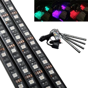 4x SMD RGB Multi-Color LED Strips Atmosphere Lamp Interior Light Kit Music - Foto 1 di 10